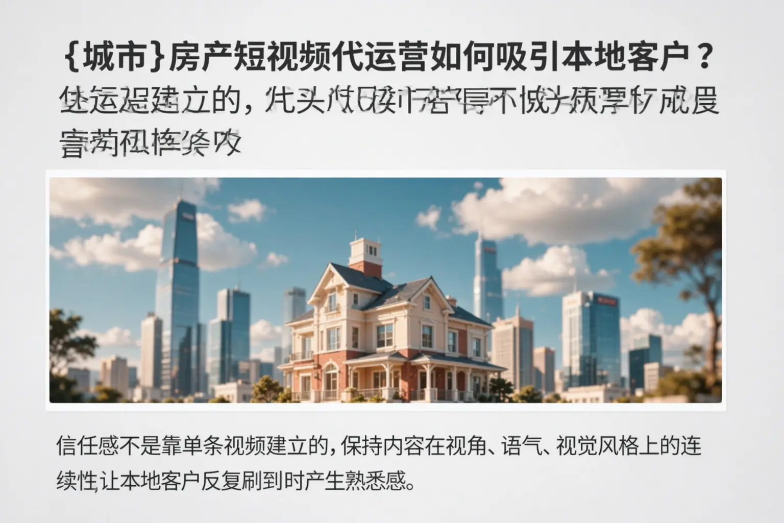 高坪房产短视频代运营如何吸引本地客户？